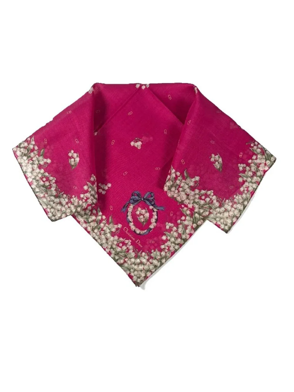 Vintage Christian Dior Lily of the Valley Cotton Scarf